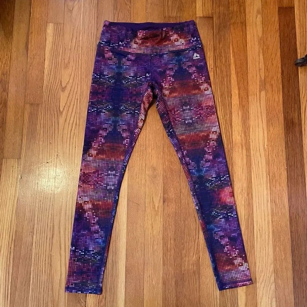 RBX | purple multicolor pattern leggings S